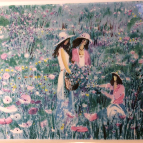 Vintage Wall Ceramic Tile Villeroy & Bosh Galerie Reign Flower picking Gentil - Picture 4 of 6